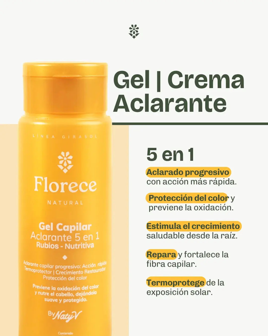 Gel Crema Aclarante Capilar 5 en 1 RUBIO