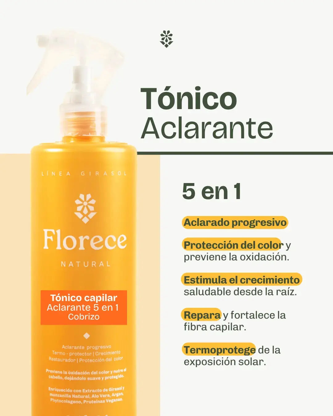 Tónico Aclarante Capilar 5 en 1 COBRIZO