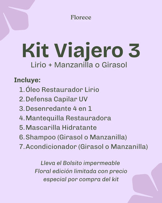 💜 Kit Viajero Lirio + Girasol o Manzanilla